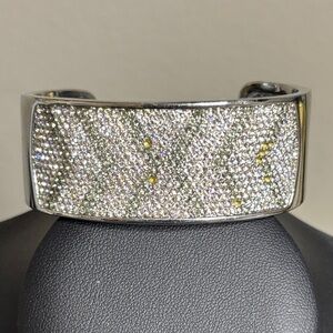 Vince Camuto Elegant Silver Tone Rhinestone Women's Cuff Bracelet